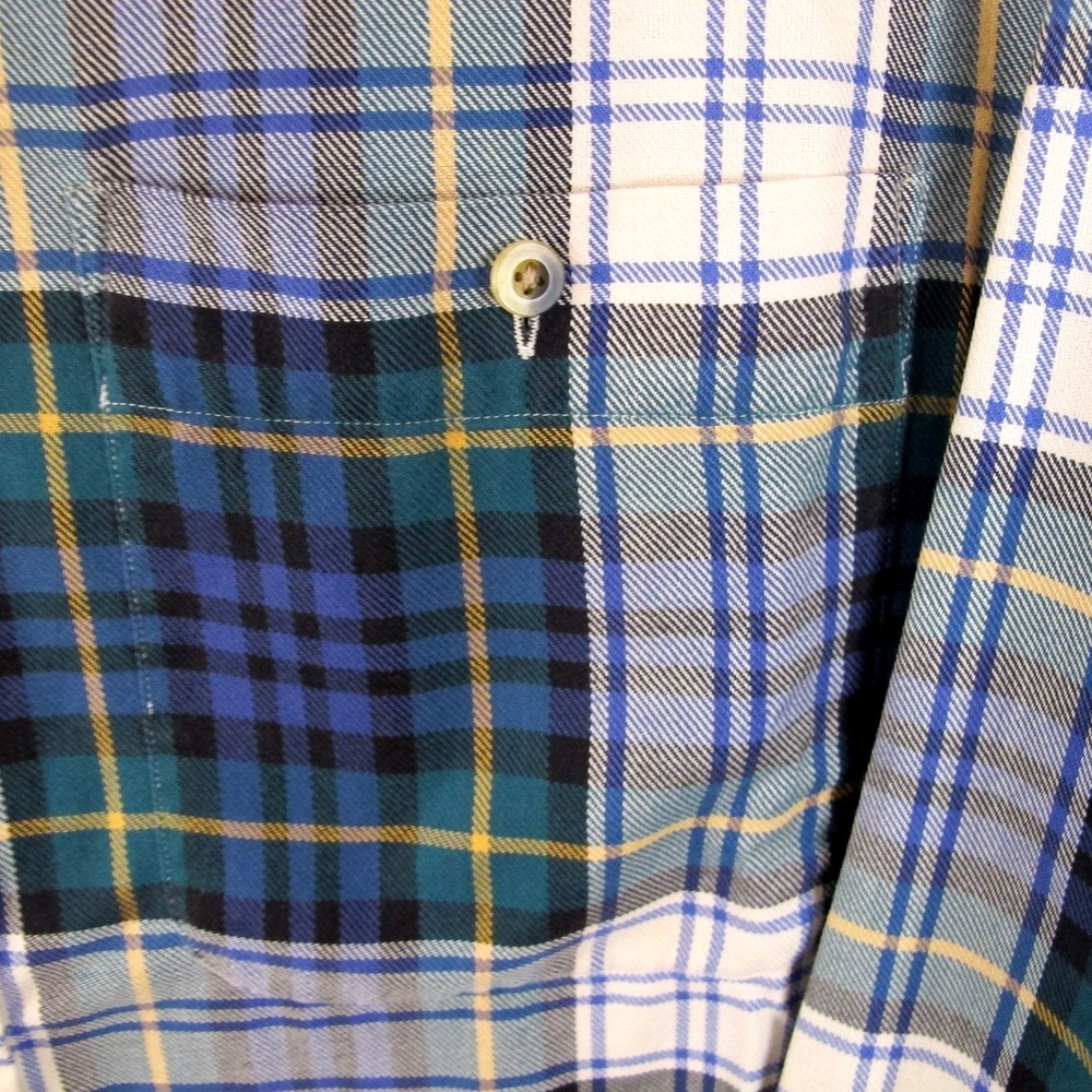 Lands' End Long Sleeve Button Down Flannel Shirt Men's Large Tall Green Plaid - Picture 3 of 6